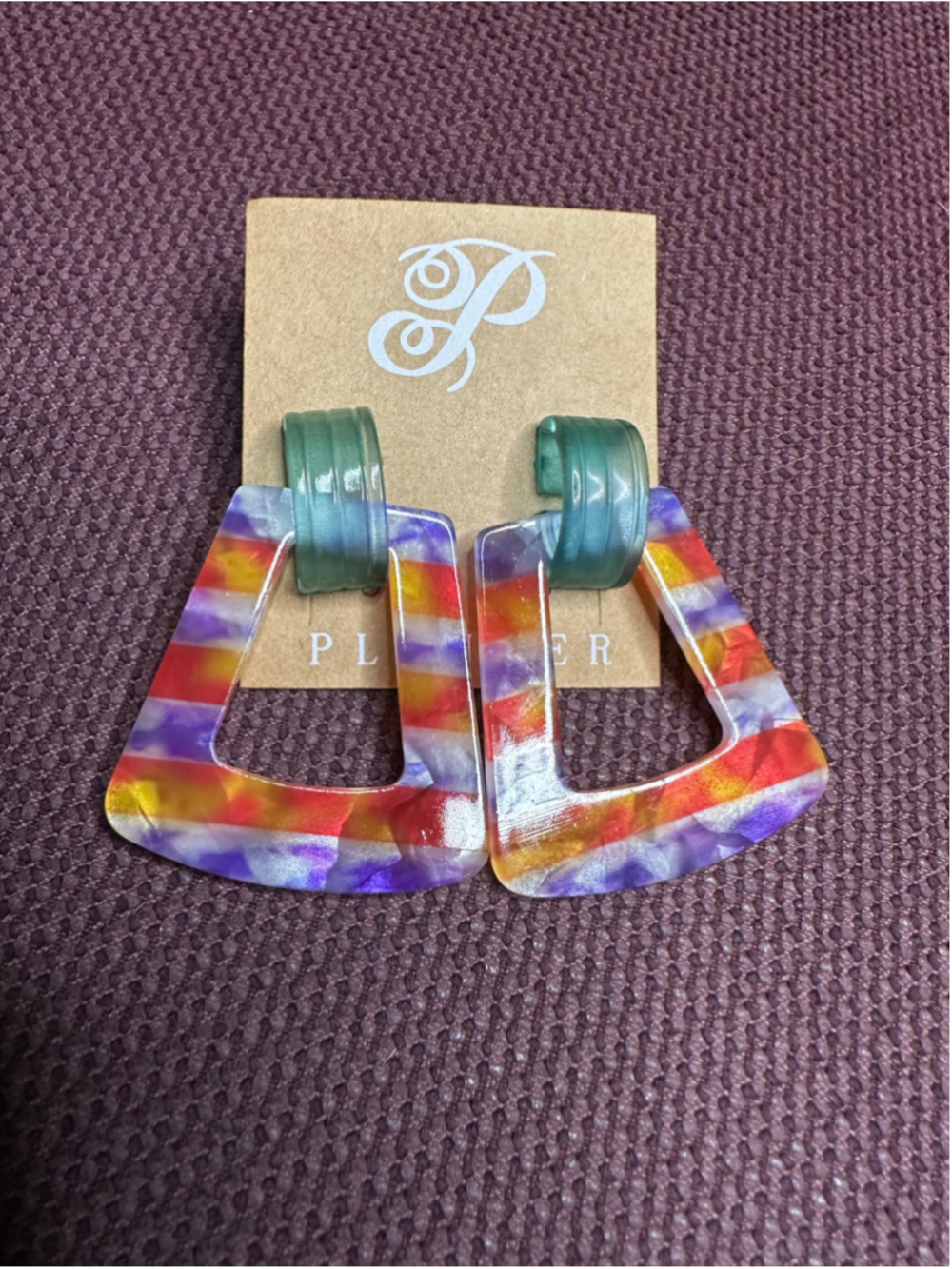 Plunder Geometric Multicolor Acrylic Earrings